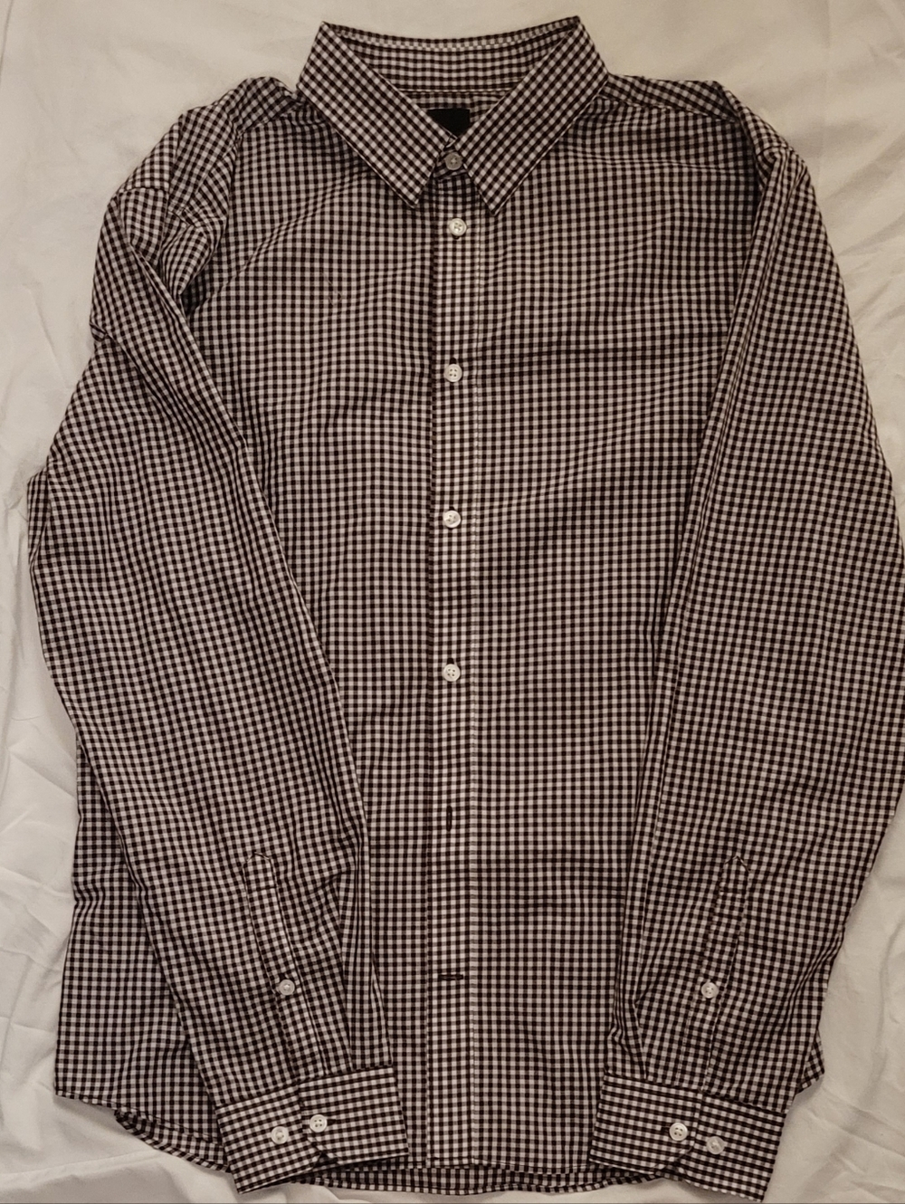H&M Gingham Button Down Shirt Men’s XL Brown White Casual Work